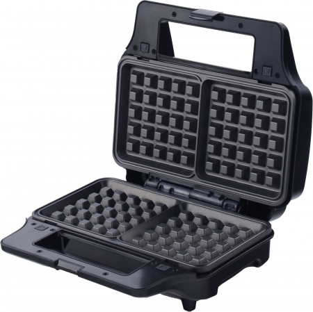 Sandwich maker 3 in 1 Tesla MG201BX, 900W, Placi detasabile antiaderente, sandwich, grill, waffle, indicator Led, negru/inox [4]
