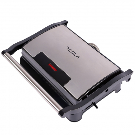 Sandwich maker, grill electric Tesla GR100BX, 700 W, placi neaderente tip grill 23x14.5 cm, maner termorezistent cromat, negru/inox [4]