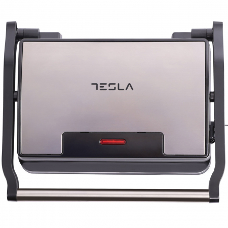 Sandwich maker, grill electric Tesla GR100BX, 700 W, placi neaderente tip grill 23x14.5 cm, maner termorezistent cromat, negru/inox [3]