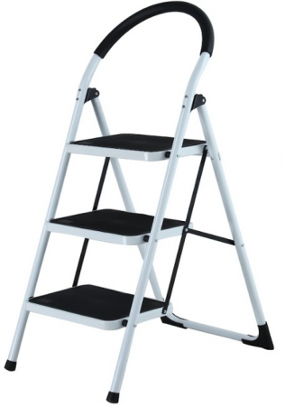 Scari metalice - Scara pliabila cu 3 trepte, inaltime 127 cm, din otel cu sistem antialunecare Rotor KMH0203