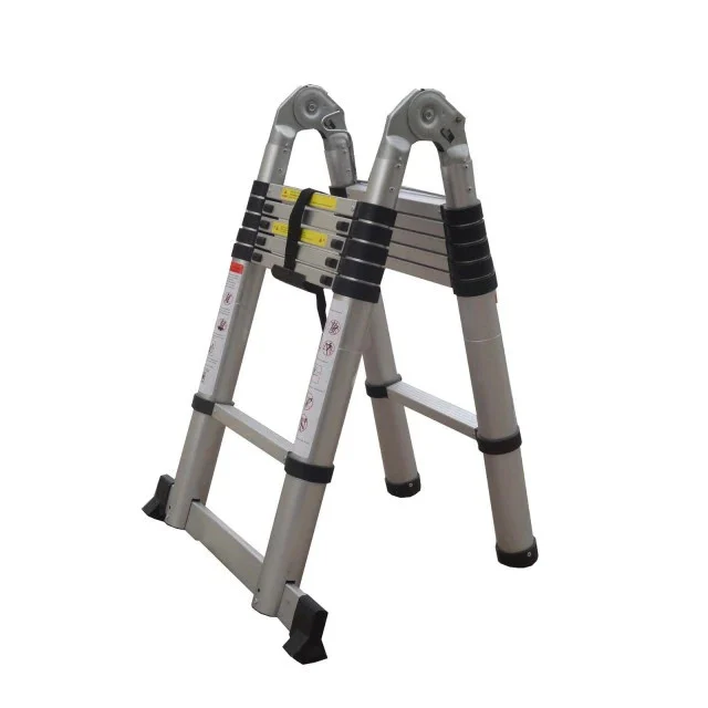 Scari metalice - Scara telescopica dubla 1.6+1.6M, 5x5 trepte, din aluminiu cu sistem antialunecare Rotor KME3032