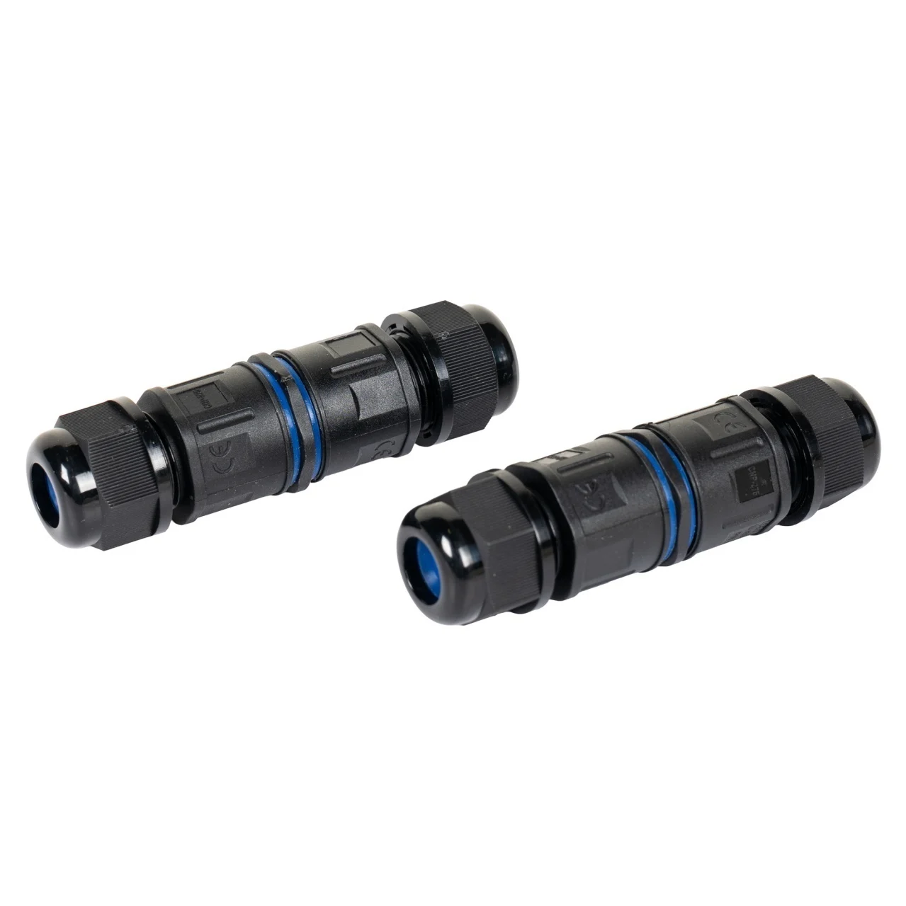 Pompe submersibile - Set 2 Conectori Cablu Ermetici, 3 Pini, IP68, Ø22 × 72 mm, Protecție la Apă și Praf, Negri