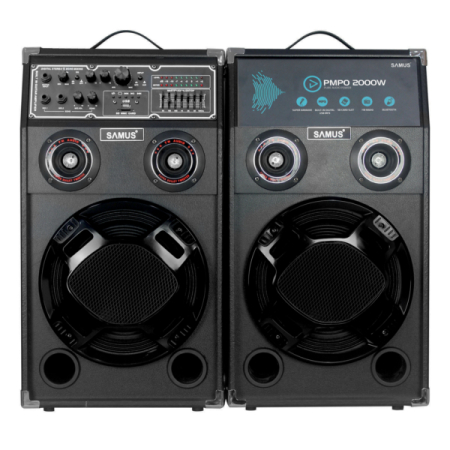 Set 2 boxe audio Samus TWIN SOUND 10active Bluetooth 2×200W, egalizator 7 benzi, microfon inclus, USB/SD/AUX/FM, 10” Woofer [1]