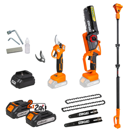 Foarfeci - Set Foarfeca + Mini Drujba cu acumulator 18V BK-XGPPS25, 2x2Ah, extensie telescopica 3m, lama 20 cm, 6.5 m/s