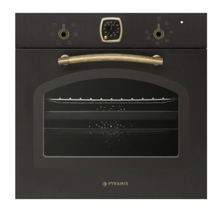 Set Rustic Pyramis 8071 SQ Anthracite –cuptor electric 6 funcții, clasa A, volum 64L, ceas analog SQ și plită gaz cu wok și grătare fontă, finisaj antichizat anthracite, ideal pentru bucătării rustice [1]