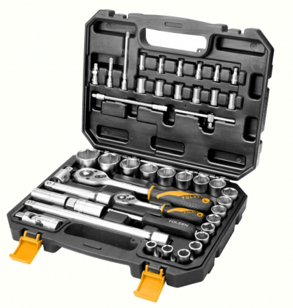 Truse de scule - Set 45 chei tubulare cr-v tolsen, 1/4 inch, 10-32 mm, uz industrial, 15142