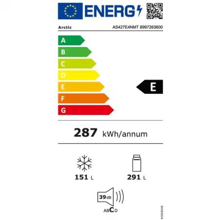 Side by Side ARCTIC AS427E4NMT, No Frost, Air Flow DualTech, 442 L, H 177cm, Clasa E, Inox [10]