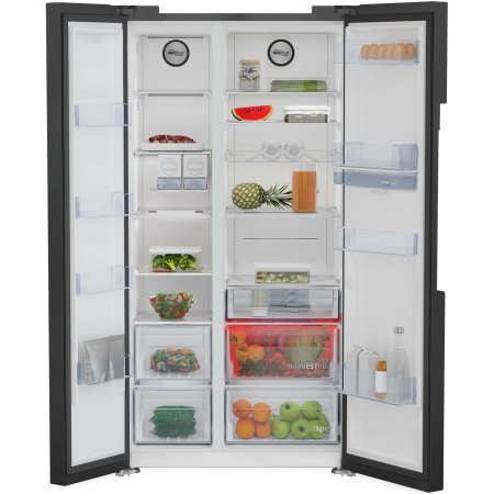 Side by side Beko GN163241DXBRN, 576 l, NeoFrost Dual Cooling, Slim tank water dispenser, Twist Ice Maker, H 179 cm, Clasa E, Dark Inox [2]