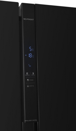 Side by Side Heinner HSBS-H439NFBKWDE++, 436 l, No Frost, Display, Dozator de apa, Functie smart, Functie congelare si racire rapida, Clasa E, H 177, Negru [2]