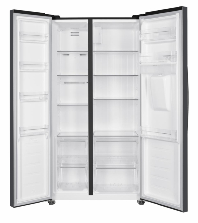 Side by Side Heinner HSBS-HM439NFINVDGWDE++, Total No Frost, Compresor Inverter, Dozator Apa, Display Touch LED, 439 L, Clasa E, Gri Antracit Texturat [1]