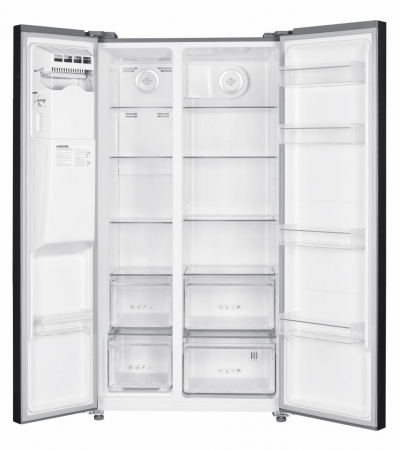 Side by Side Heinner HSBS-HM513NFIMDXE++, 513L, 2 Uși, Răcire No-Frost, Congelator 169L, Frigider 344L, Compresor Inverter, Display Touch, Dozator Apă, Funcție Smart, Clasă energetică E, Inox Antracit [1]