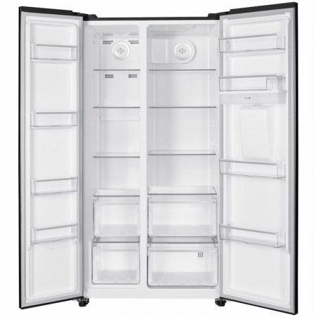 Side-By-Side - Side by side Heinner HSBS-HM532NFBKE++, 532 l, Full No Frost, Clasa E, Display LED tactil, Smart, Alarma usa deschisa, H 177 cm, Negru