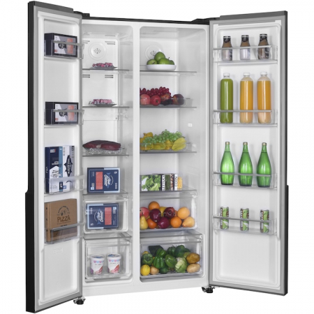 Side by side Heinner HSBS-H532NFGBKF+, 532 l, Full No Frost, Clasa E, Display touch, Blocare acces copii, H 177 cm, Sticla neagra [7]