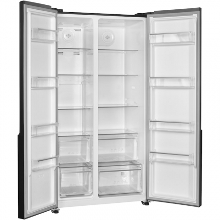 Side by side Heinner HSBS-H532NFGBKF+, 532 l, Full No Frost, Clasa E, Display touch, Blocare acces copii, H 177 cm, Sticla neagra [3]