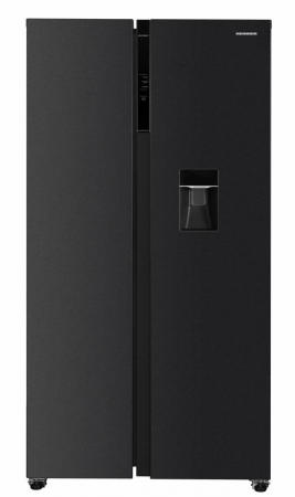 Side-By-Side - Side by Side Heinner HSBS-HM592NFDXWDE++, 592L, 2 Uși, Răcire No-Frost, Congelator 225L, Frigider 367L, Compresor Inverter, Display Touch, Dozator Apă, Clasă energetică E, Inox Antracit