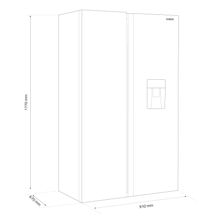 Side by Side Samus SSX-669NFWDE, 529 L, Full No Frost, Dozator apa, Clasa energetica E, Afisaj LCD, H 177 cm, Inox [5]