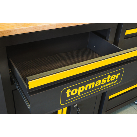 Sistem Modular Atelier TOP MASTER PRO, 3300 mm, 2 Dulapuri Înalte, 2 Dulapuri Inferioare, 3 Dulapuri Superioare, Dulap Mobil cu 7 Sertare, Blat Lemn Masiv 25 mm [8]