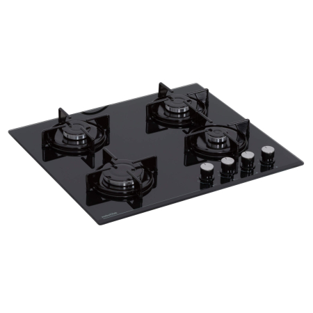 Plita incorporabila Nobeltek NHBG-6400BK, Gaz, 4 arzatoare, Sticla, Aprindere electrica, Gratar emailat rotund, Negru [2]