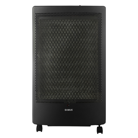 Soba pe gaz catalitica Samus RS426C, Aprindere piezoelectrica, 2 trepte putere 1.3–3.0 kW, Senzor ODS + FFD, Roti transport [1]