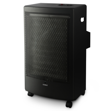 Sobe pe gaz - Soba pe gaz catalitica Samus RS426C, Aprindere piezoelectrica, 2 trepte putere 1.3–3.0 kW, Senzor ODS + FFD, Roti transport