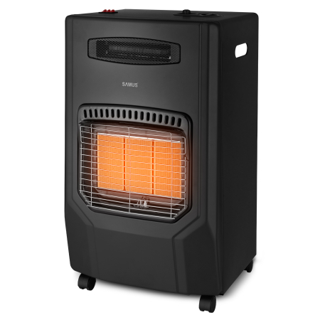BRICOLAJ - Soba pe gaz cu ventilator Samus RS425H, Aprindere piezoelectrica, 3 trepte putere 1.5–4.2 kW, Senzor ODS, Roti transport