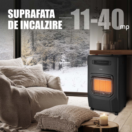 Soba pe gaz cu ventilator Samus RS425H, Aprindere piezoelectrica, 3 trepte putere 1.5–4.2 kW, Senzor ODS, Roti transport [5]