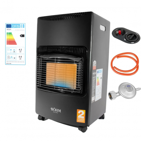 Climatizare si sisteme de incalzire - Soba pe gaz GPL BÖHM BF-003A, 4,20 kW, 3 trepte de putere, 20-80 m², Regulator GPL + Furtun GPL 1,5 m