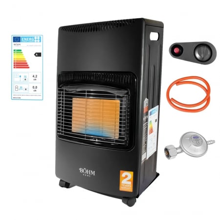 BRICOLAJ - Soba pe gaz GPL pliabilă BÖHM BF-003B, 4,20 kW, 3 trepte de putere, 20-80 m², Regulator GPL + Furtun GPL 1,5 m
