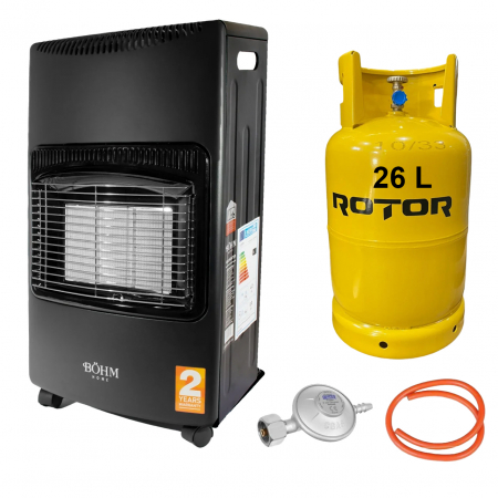 Climatizare si sisteme de incalzire - Soba pe gaz GPL pliabilă BÖHM BF-003B , 4,20 kW , 3 trepte de putere , 20-80 m² , Regulator GPL + Furtun GPL 1,5 m