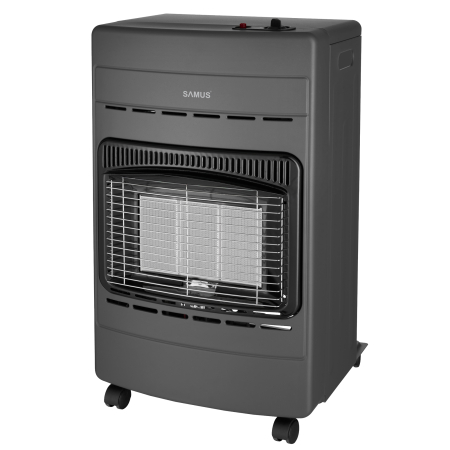 Soba pe gaz Samus RS424P, Aprindere piezoelectrica, 3 trepte putere 1.5–4.2 kW, Senzor O2, Anti-rasturnare, Roti transport [1]