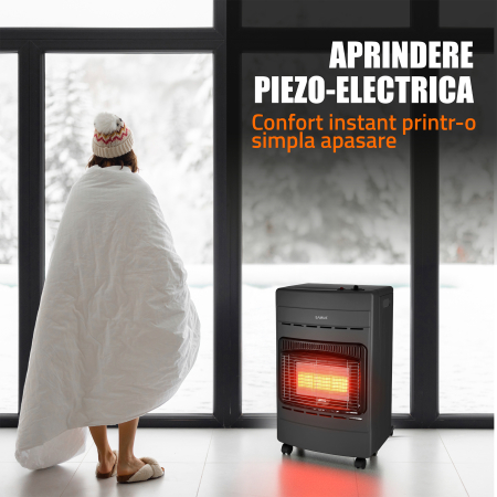 Soba Samus RS424P pe GAZ-GPL, Aprindere piezoelectrica, Trei trepte de putere 4.2 kW, 40 mp [5]