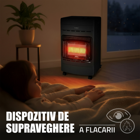Soba Samus RS424P pe GAZ-GPL, Aprindere piezoelectrica, Trei trepte de putere 4.2 kW, 40 mp [8]