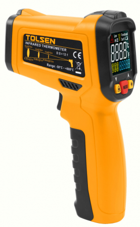 Nivela de masurat - Termometru cu infrarosu fara contact, display LCD, -50°C~800°C, - Tolsen