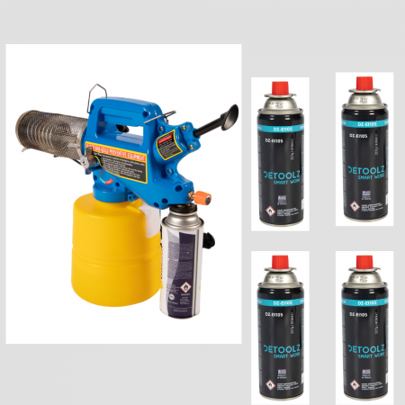 GRADINA - Termonebulizator 2L, Atomizor, Nebulizarea, Micul Fermier GF-2349 + 4 Rezerva gaz SPRAY 227g 410ml