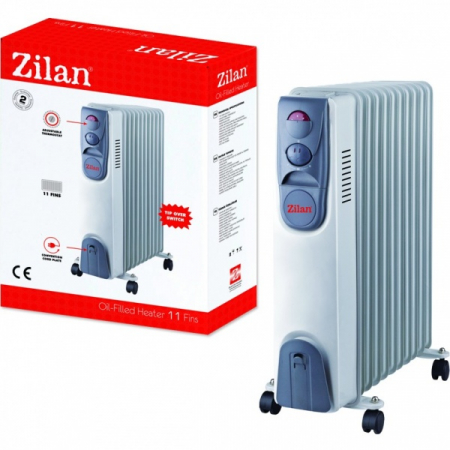 Calorifer electric cu 11 elementi, putere 2500 W, 3 trepte de putere, termostat de siguranta, termostat reglabil, ZILAN ZLN-2128 [1]