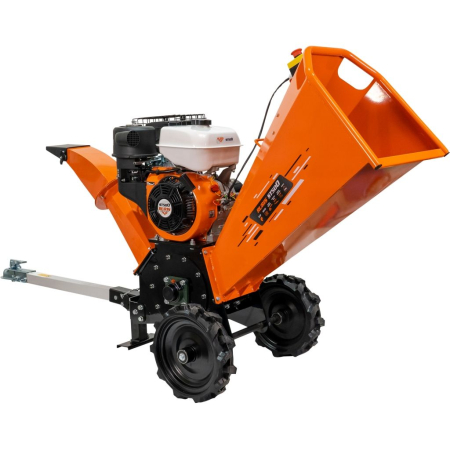 GRADINA - Tocător de crengi RURIS ST500, motor pe benzină 15 CP, diametru maxim de tăiere 100 mm, capacitate de tocare lemn verde până la 1000 kg/oră, turație 3600 rpm, rezervor combustibil 6,5 L, 2 roți