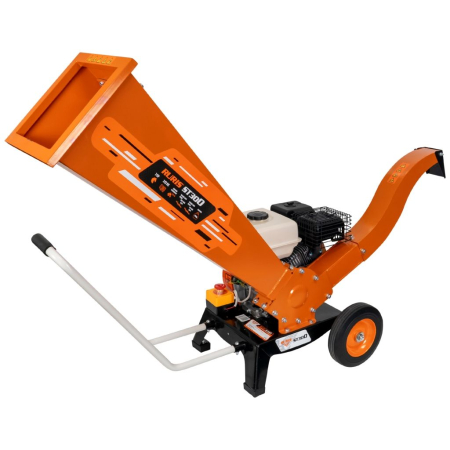 Tocător de crengi și resturi vegetale ST300, motor pe benzină 7 CP, diametru maxim de tăiere 60 mm, turație 3600 rpm, capacitate de tocare până la 1000 kg/oră, rezervor combustibil 3,6 L, 2 roți [1]