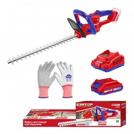 GRADINA - Trimmer pentru gard viu EMTOP ELHT204611, 20V, 460mm, 1 acumulator 2.0Ah, accesorii incluse