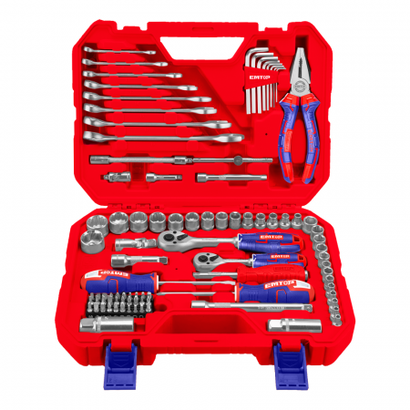 BRICOLAJ - Trusa de scule si accesorii, 91 componente, cutie transport - EHTS00911, EMTOP