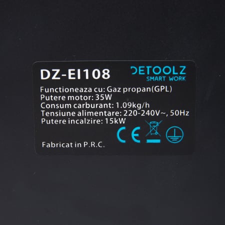 Tun de caldura pe gaz GPL 220-240V 50Hz 15KW, DZ-EI108 [2]