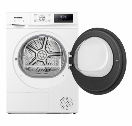 Uscător de rufe cu pompă de căldură Heinner HHPD-HMY80IVFC+++, 8 kg, Motor Inverter, Clasa C, 15 Programe, Display Digital, Alb [1]