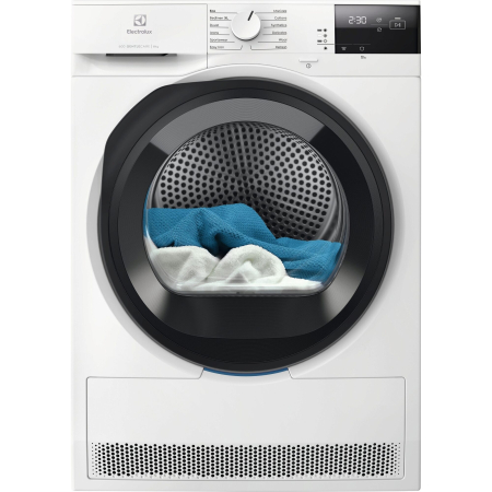 Marelvi - Uscator de rufe Electrolux, Pompa de caldura, 8 kg, Clasa C, Sistem uscare GentleCare + Sensicare, Motor Inverter, Usa reversibila, Alb