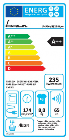 Uscator de rufe Fram FHPD-V8T2BKA++, Pompa de caldura, 8 kg, Clasa A++, Iluminare cuva, Start intarziat, Anti-sifonare, Negru [5]