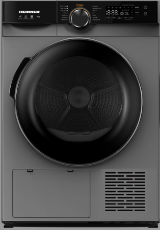 Uscatoare de rufe - Uscator de rufe Heinner HHPD-M8K3SA++, Pompa de caldura, 8 kg, 14 programe, Clasa A++, Display LED, Functie Start intarziat, Functie Anti-Sifonare, Iluminare cuva, Argintiu