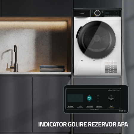 Uscător de Rufe Samus SADP-833, 8 kg, Pompa de Caldura, Clasa Energetica A++, 15 Programe, Display Electronic [20]