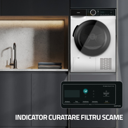 Uscător de Rufe Samus SADP-833, 8 kg, Pompa de Caldura, Clasa Energetica A++, 15 Programe, Display Electronic [23]