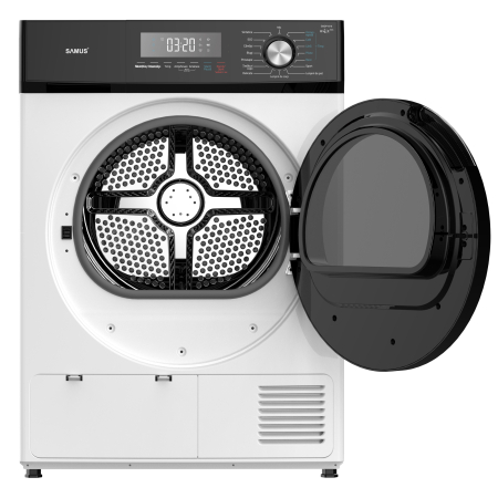 Uscator de rufe Samus SWDP-816, 8 kg, pompa de caldură, 16 programe, afișaj electronic, funcție anti-sifonare, clasa E, alb [3]