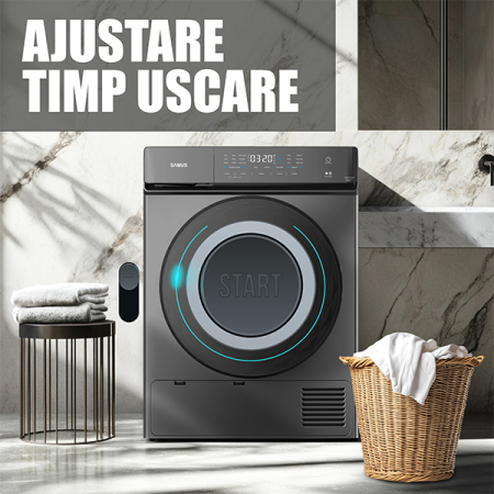 Uscător rufe cu pompă de căldură Samus SWDP-919DS, 9 kg, 18 programe, Afișaj electronic, Gri închis [22]