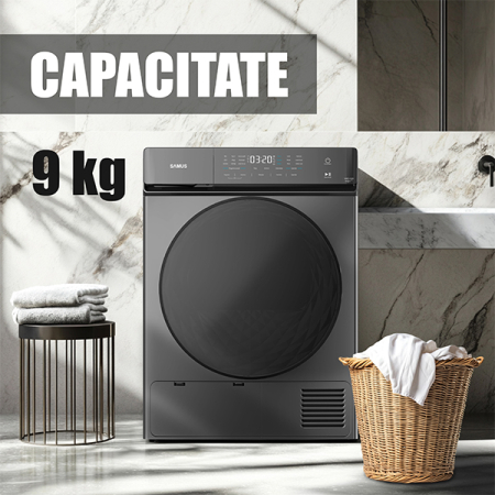 Uscător rufe cu pompă de căldură Samus SWDP-919DS, 9 kg, 18 programe, Afișaj electronic, Gri închis [5]