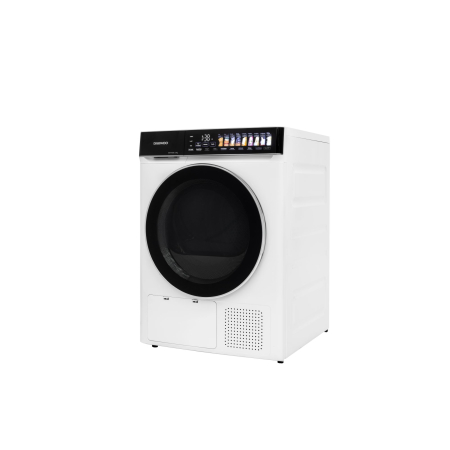 Uscator rufe Daewoo, 9 kg, pompa de caldura, clasa E, butoane touch, panou de control negru cu pictograme mari colorate, usa dubla neagra cu inel cromat, culoare Alb [2]